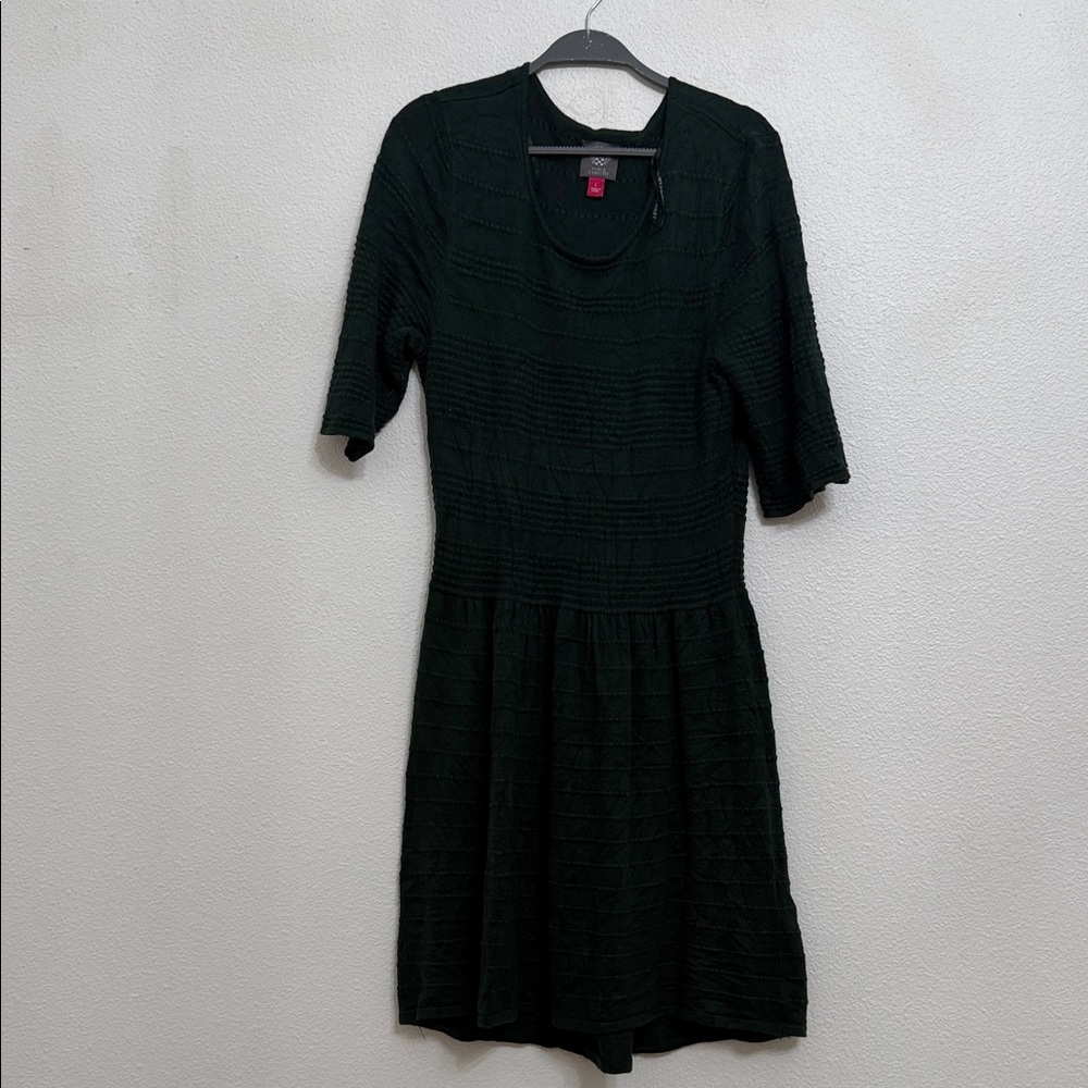 Vince Camuto Dark Green Textured Midi Dress